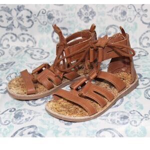 OshKosh B'gosh Girls Brown‎ Sandals With Star Tie Up Straps Size Toddler 9